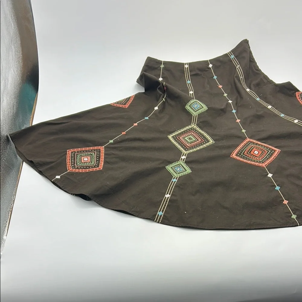 Sunny Leigh A-Line Embroidered Skirt  4 Cottagecore Cotton Zip Up Festival wear